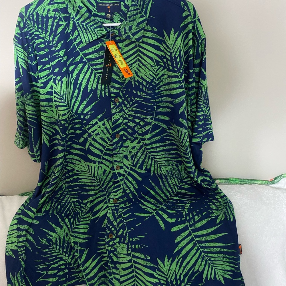 Margaritaville Green Leaf Print Shirt
